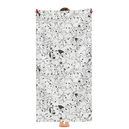 Disney 101 Dalmatians Family Pattern White Grey Ultra-Soft Luxury Bathroom Towels