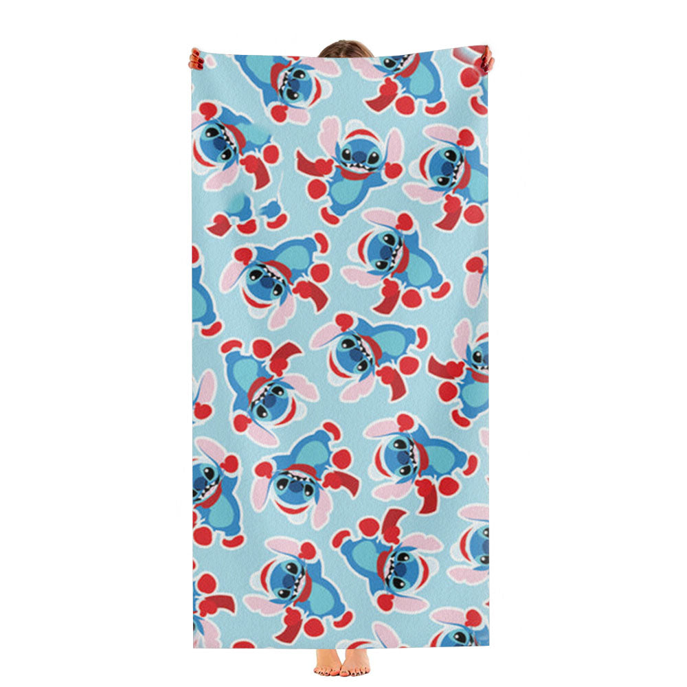 Disney Christmas Blue Alien Christmas Pattern Ultra-Soft Luxury Bathroom Towels
