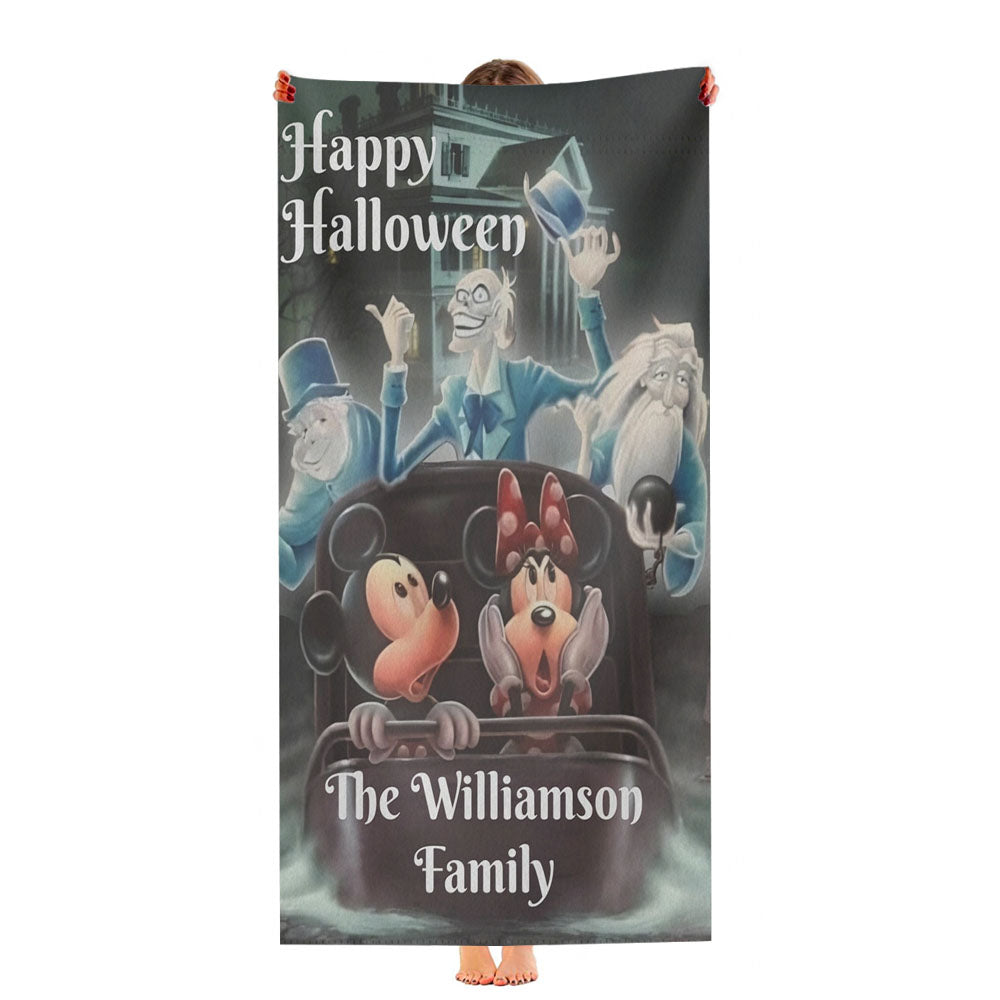 Disney Haunted Mansion Doombuggy With Mickey Mouse And Minnie Mouse Ultra-Soft Luxury Bathroom Towels