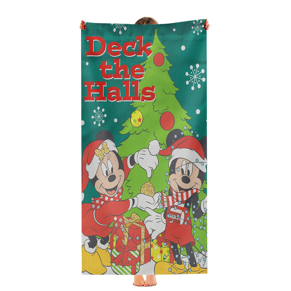 Disney Mickey And Minnie Deck The Halls Ultra-Soft Luxury Bathroom Towels