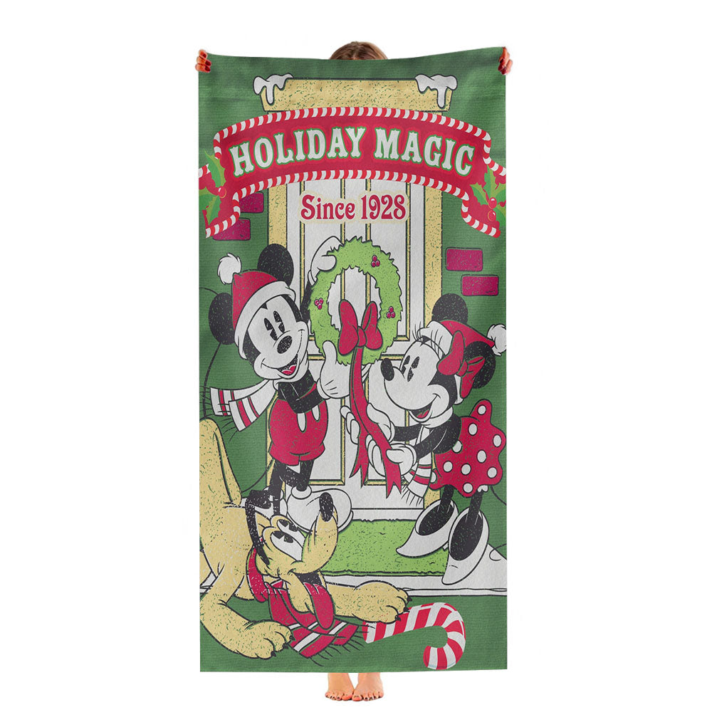 Disney Mickey Minnie Pluto Holiday Ultra-Soft Luxury Bathroom Towels