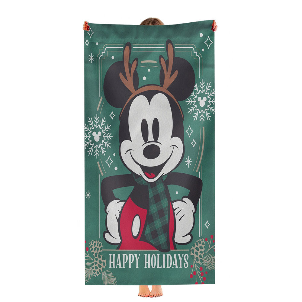 Disney Reindeer Holiday Mickey Ultra-Soft Luxury Bathroom Towels