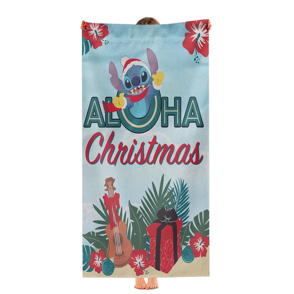 Disney Stitch Aloha Christmas Ultra-Soft Luxury Bathroom Towels