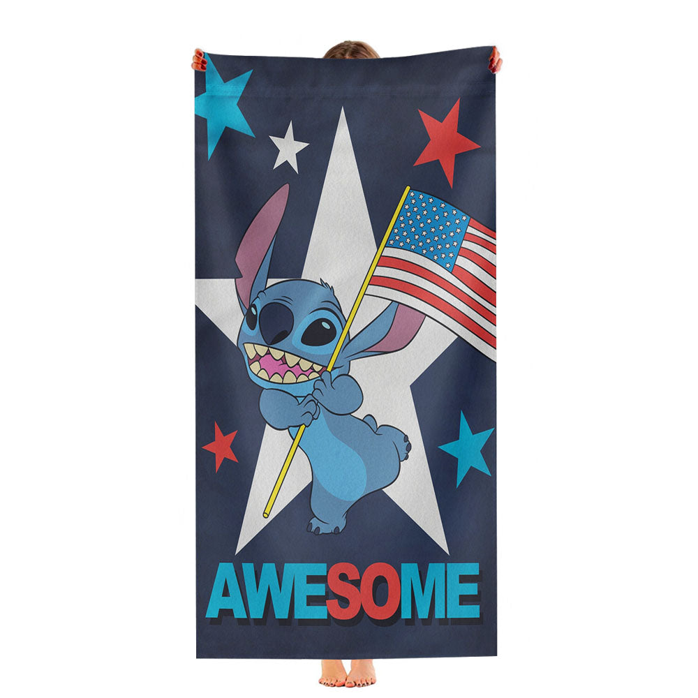 Disney Stitch Patriotic Awesome Ultra-Soft Luxury Bathroom Towels