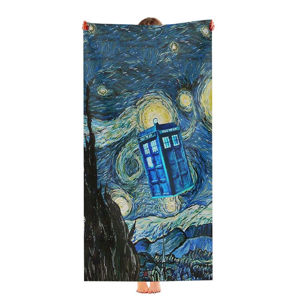 Doctor Who Van Gogh Starry Night Tardis Ultra-Soft Luxury Bathroom Towels
