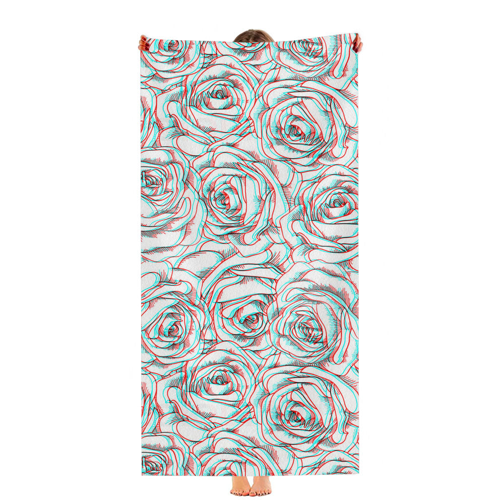 Drawing Roses Pattern Ultra-Soft Luxury Bathroom Towels