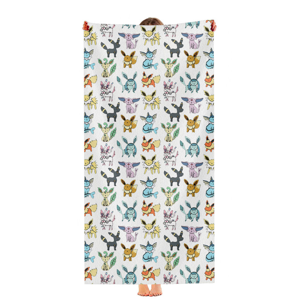Eevee Evolutions Pattern Ultra-Soft Luxury Bathroom Towels