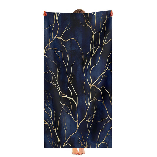 Elegant Gold And Navy Ultra-Soft Luxury Bathroom Towels