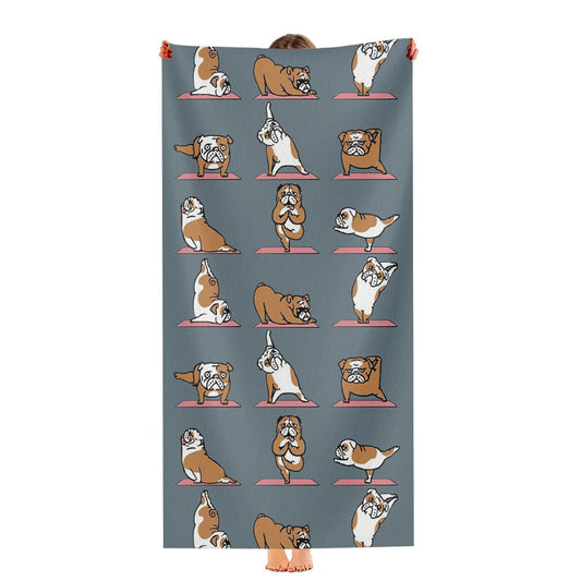 English Bulldog Yoga Pattern Ultra-Soft Luxury Bathroom Towels