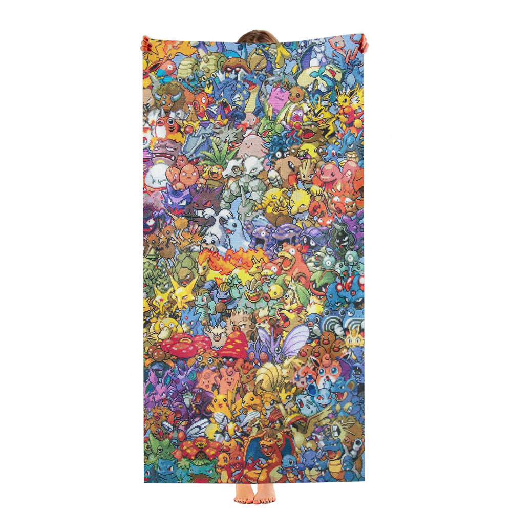 Epic All Pokemon Generations Cross Stitch Patterns Ultra-Soft Luxury Bathroom Towels