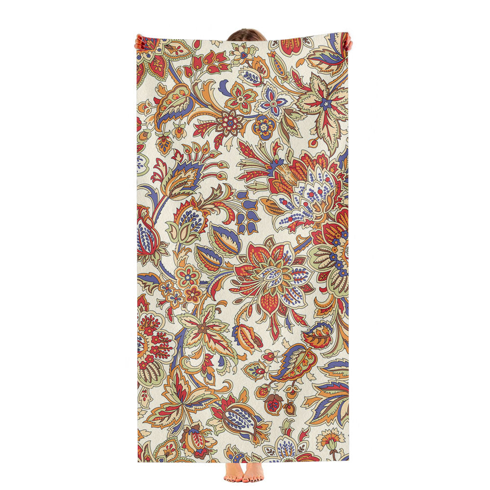 Fabric With Colourful Batik Pattern Ultra-Soft Luxury Bathroom Towels