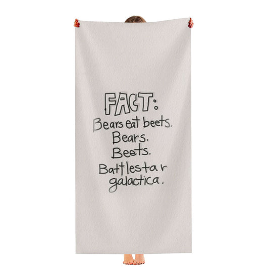 Fact - Bears Eat Beets - Bears, Beets, Battlestar Galactica Ultra-Soft Luxury Bathroom Towels