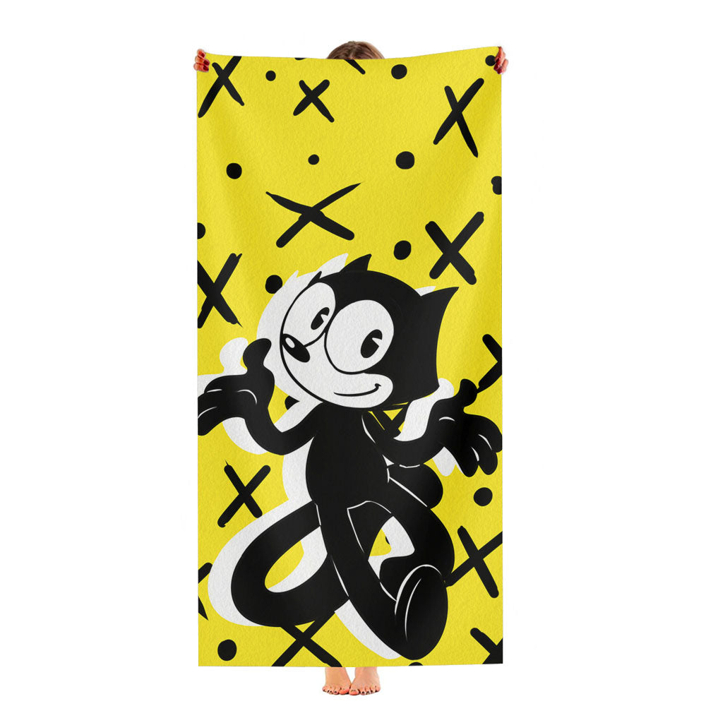 Felix The Cat White Shadow And Pattern Ultra-Soft Luxury Bathroom Towels