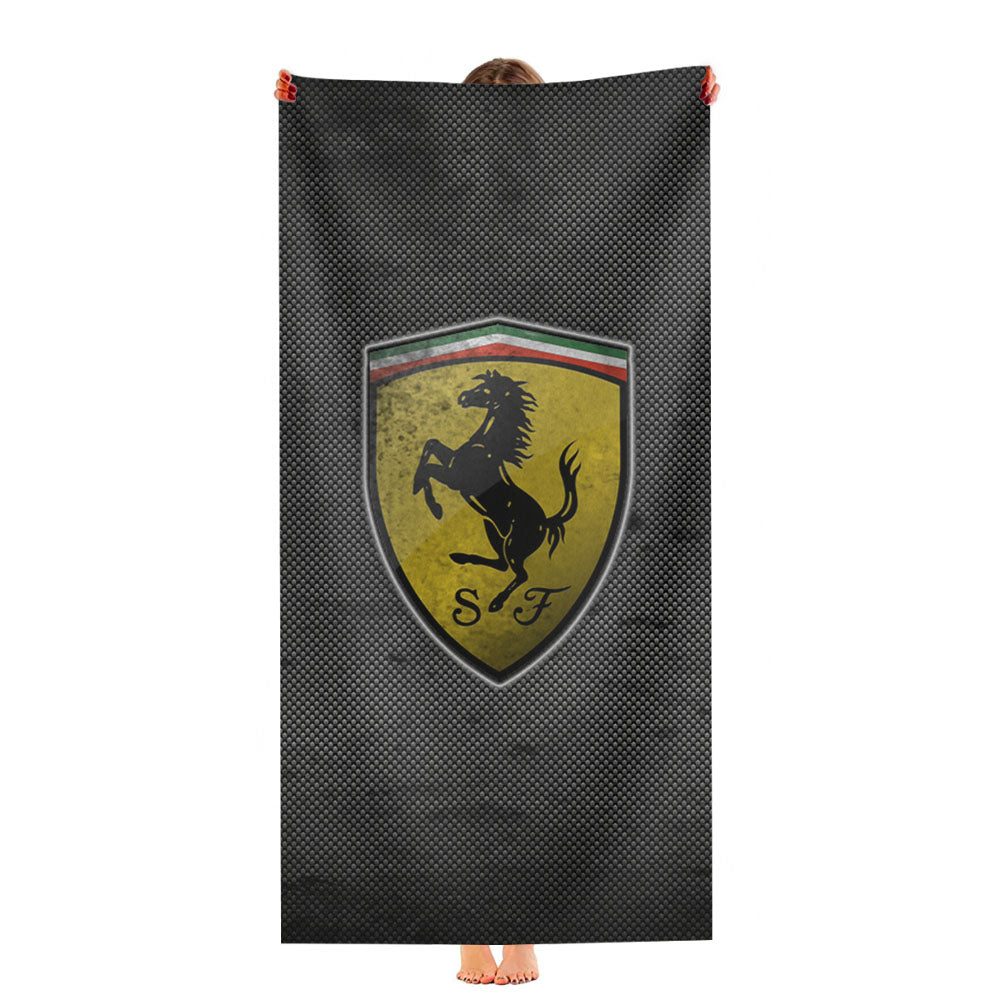 Ferrari Logo Black Grey Texture Ultra-Soft Luxury Bathroom Towels