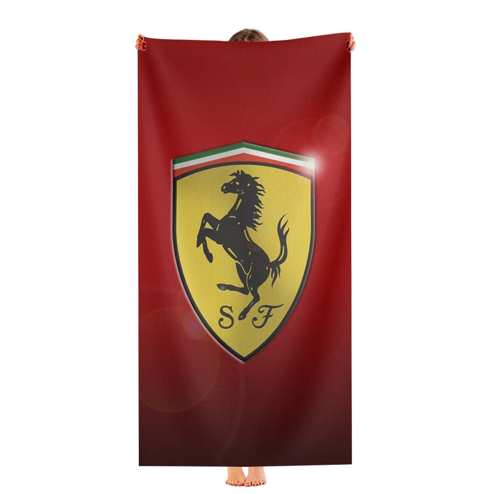 Ferrari Logo Red Background Ultra-Soft Luxury Bathroom Towels