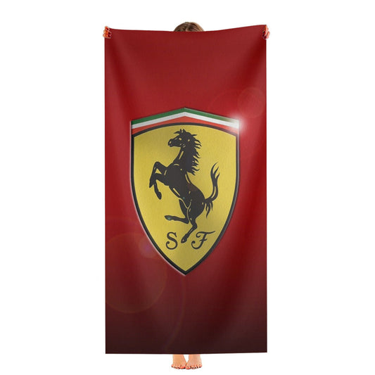 Ferrari Logo Red Background Ultra-Soft Luxury Bathroom Towels