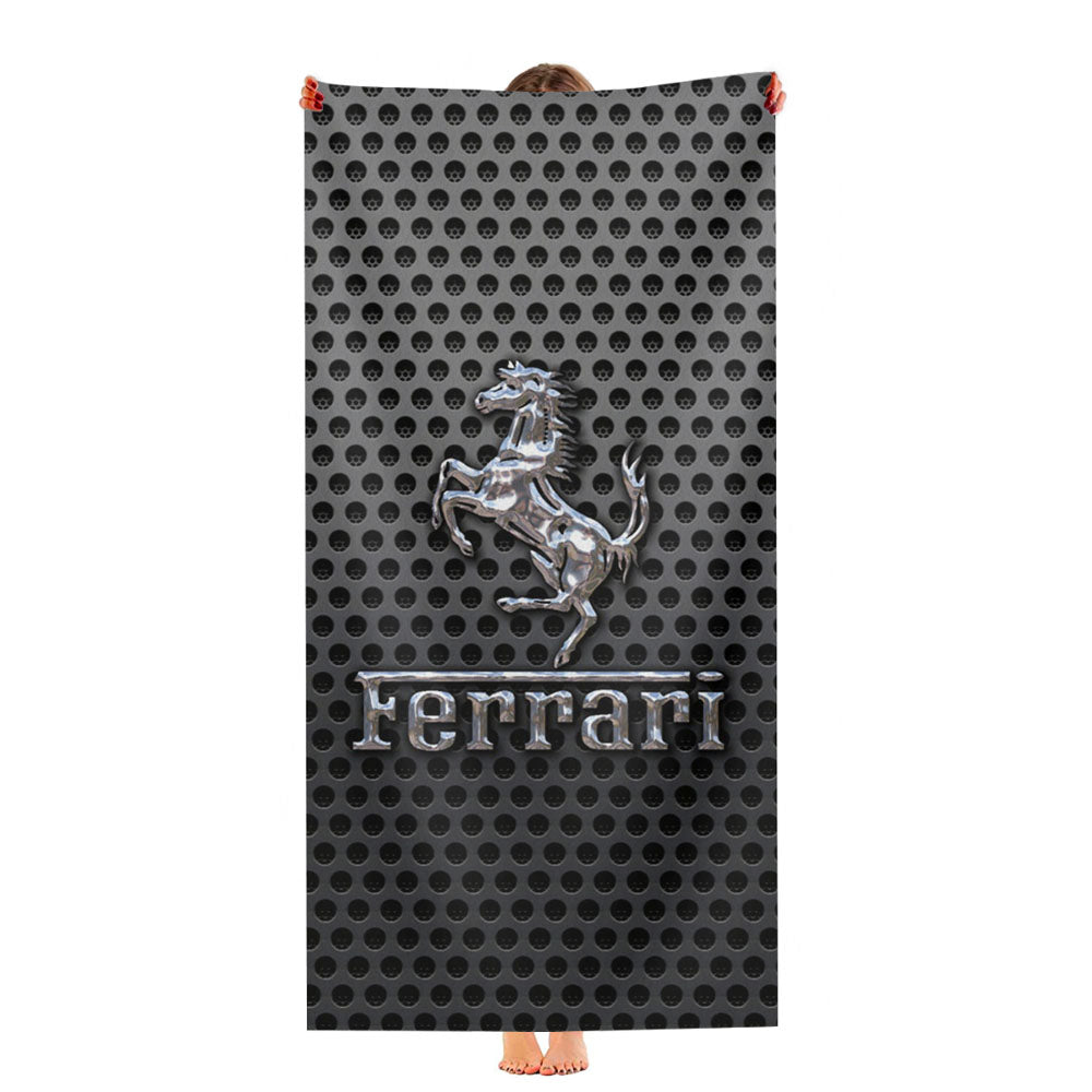 Ferrari Prancing Horse Of Maranello Dark Metal Mesh Ultra-Soft Luxury Bathroom Towels