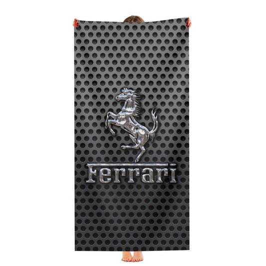 Ferrari Prancing Horse Of Maranello Dark Metal Mesh Ultra-Soft Luxury Bathroom Towels