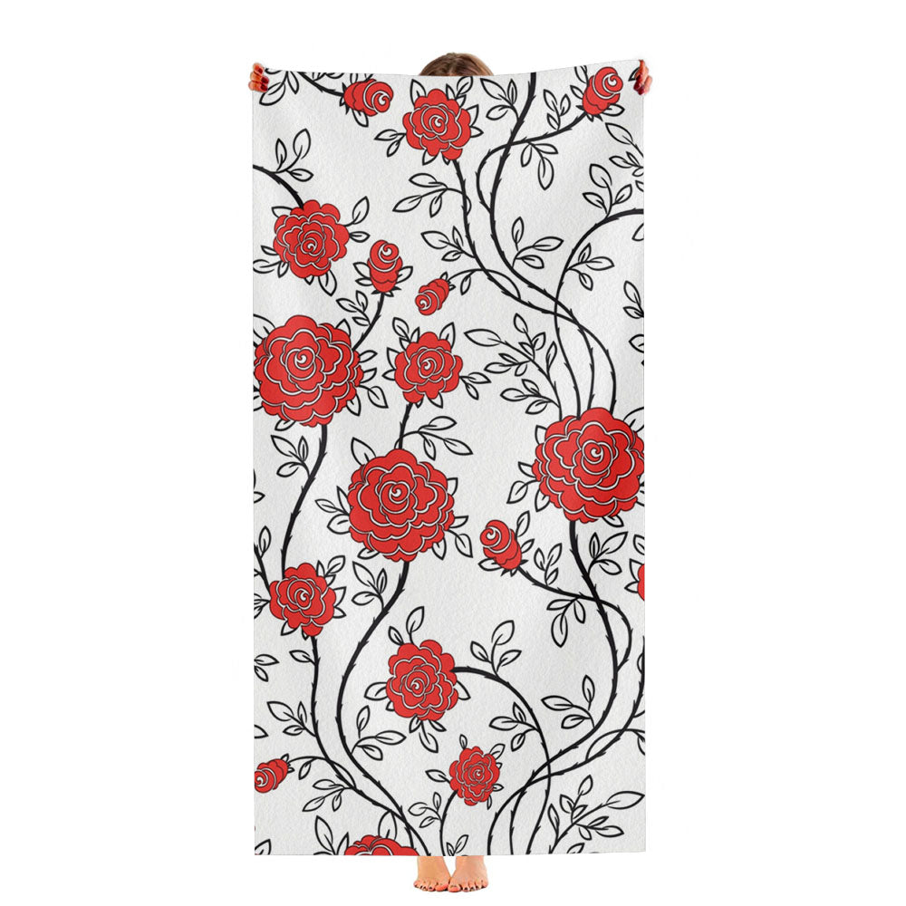 Floral Flowers Pattern Ultra-Soft Luxury Bathroom Towels