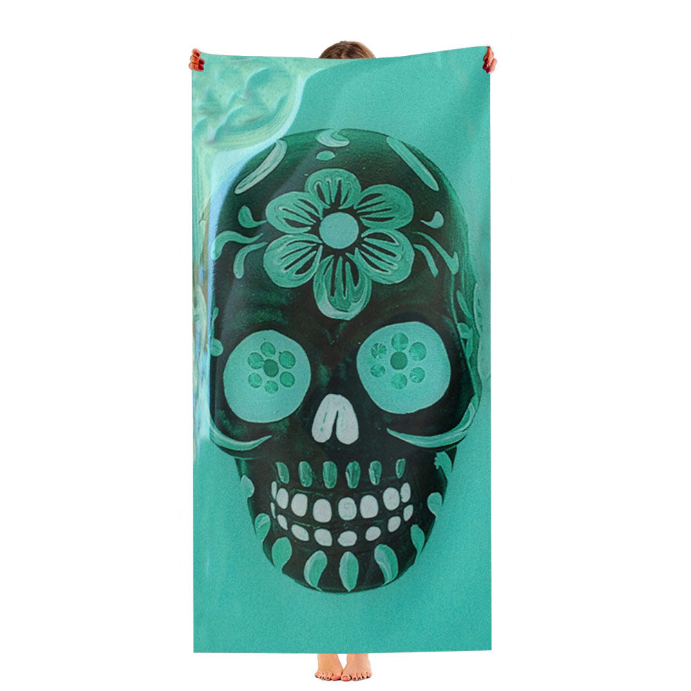 Floral Sugar Skull Turqoise Ultra-Soft Luxury Bathroom Towels