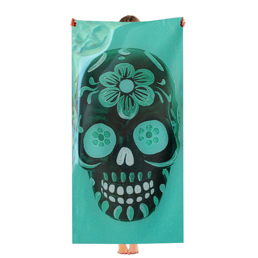 Floral Sugar Skull Turqoise Ultra-Soft Luxury Bathroom Towels