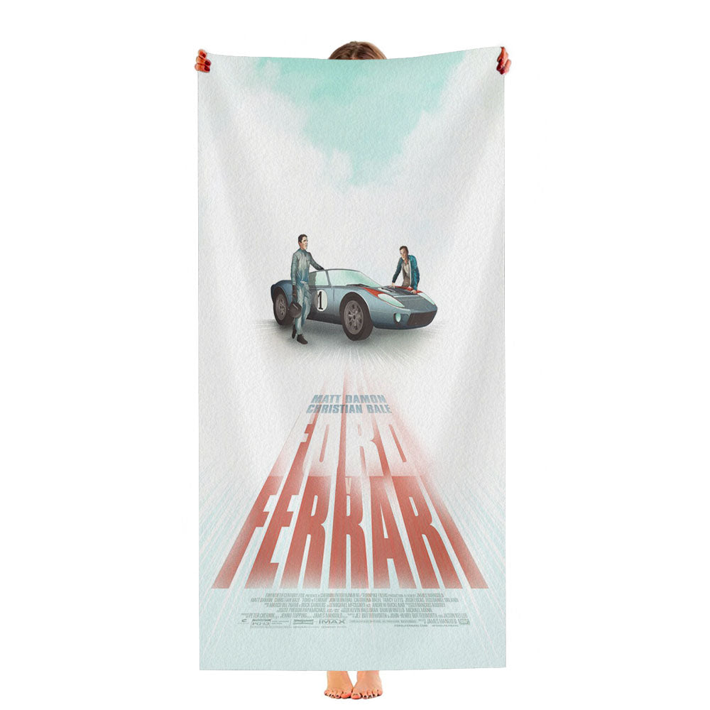 Ford Ferrari White Poster Ultra-Soft Luxury Bathroom Towels