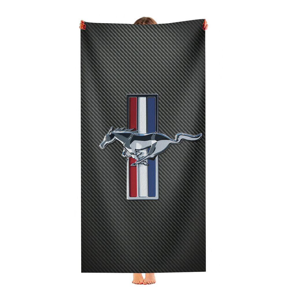 Ford Mustang Carbon Fiber Logo Ultra-Soft Luxury Bathroom Towels