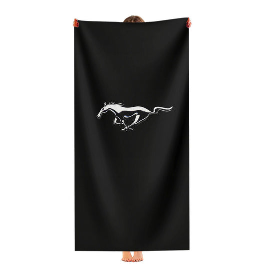 Ford Mustang Logo Black Wallpaper Ultra-Soft Luxury Bathroom Towels