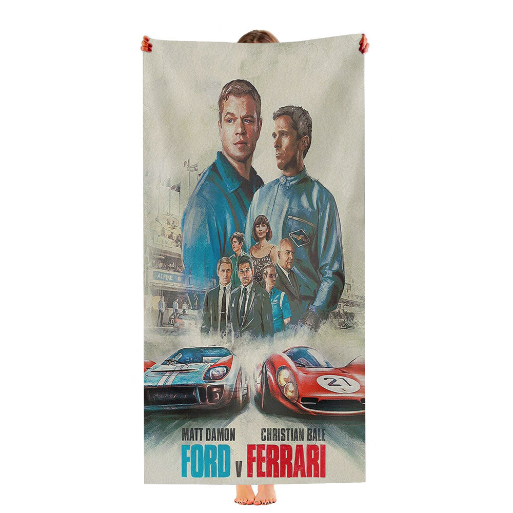 Ford Vs Ferrari Fanmade Poster Ultra-Soft Luxury Bathroom Towels