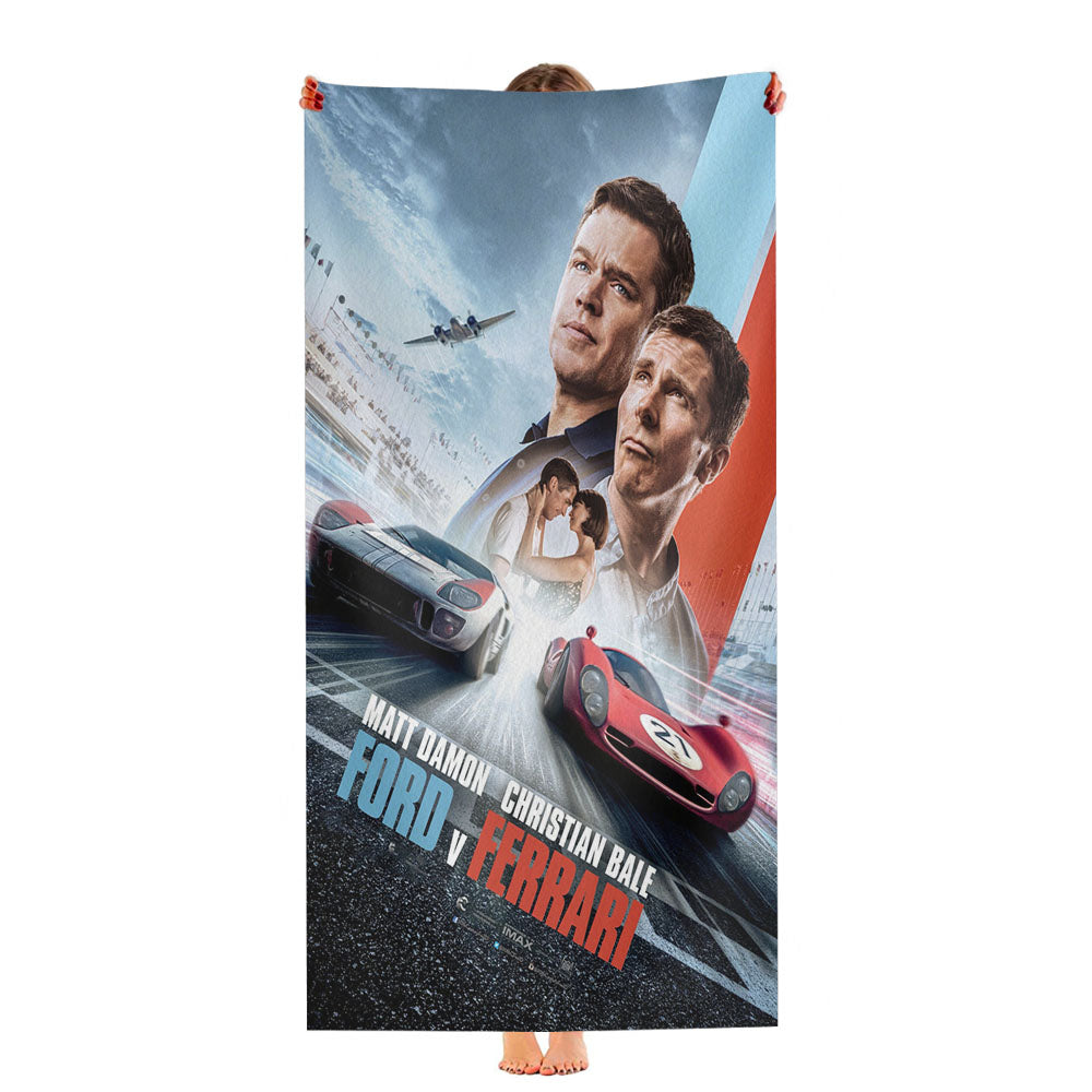 Ford Vs Ferrari Race Car Movie Poster Ultra-Soft Luxury Bathroom Towels