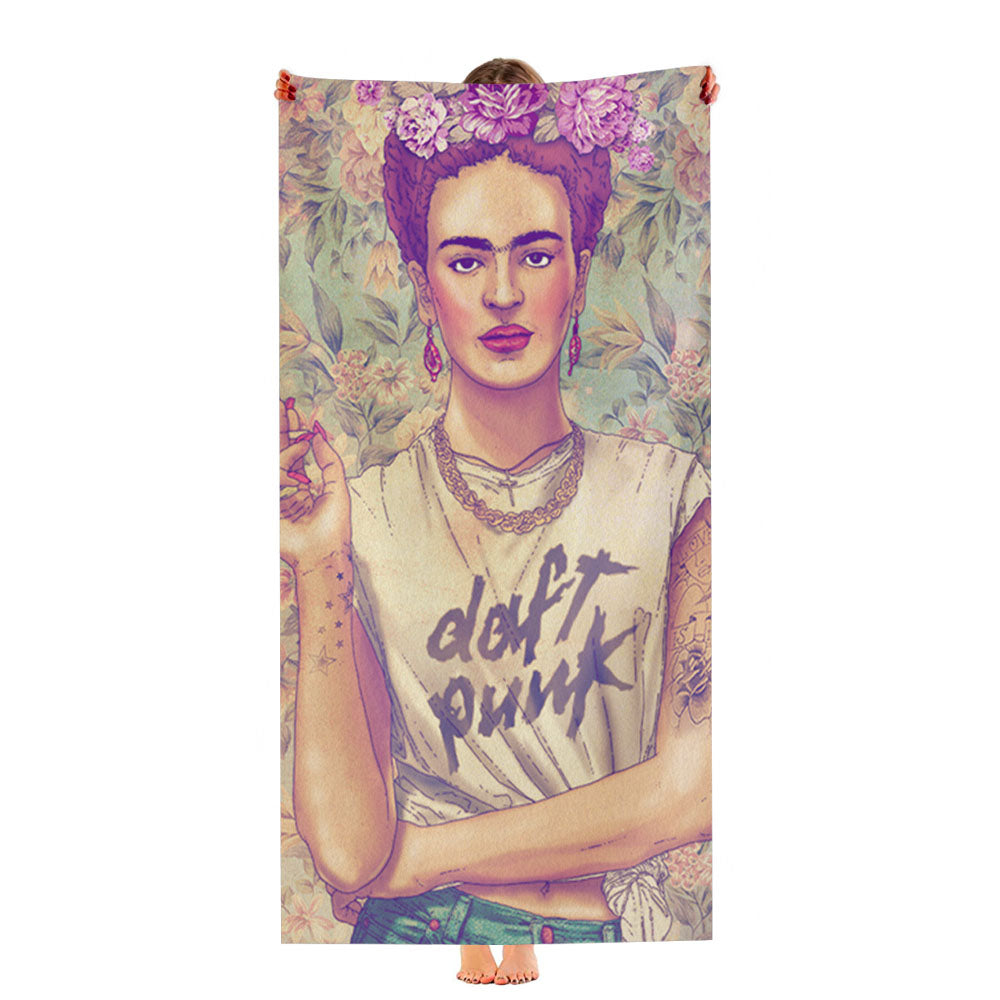 Frida Kahlo Vintage Floral Ultra-Soft Luxury Bathroom Towels