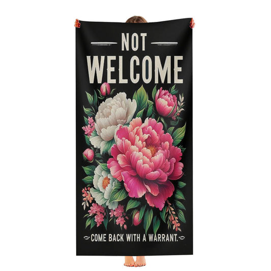 Funny 'Come Back With A Warrant Ultra-Soft Luxury Bathroom Towels