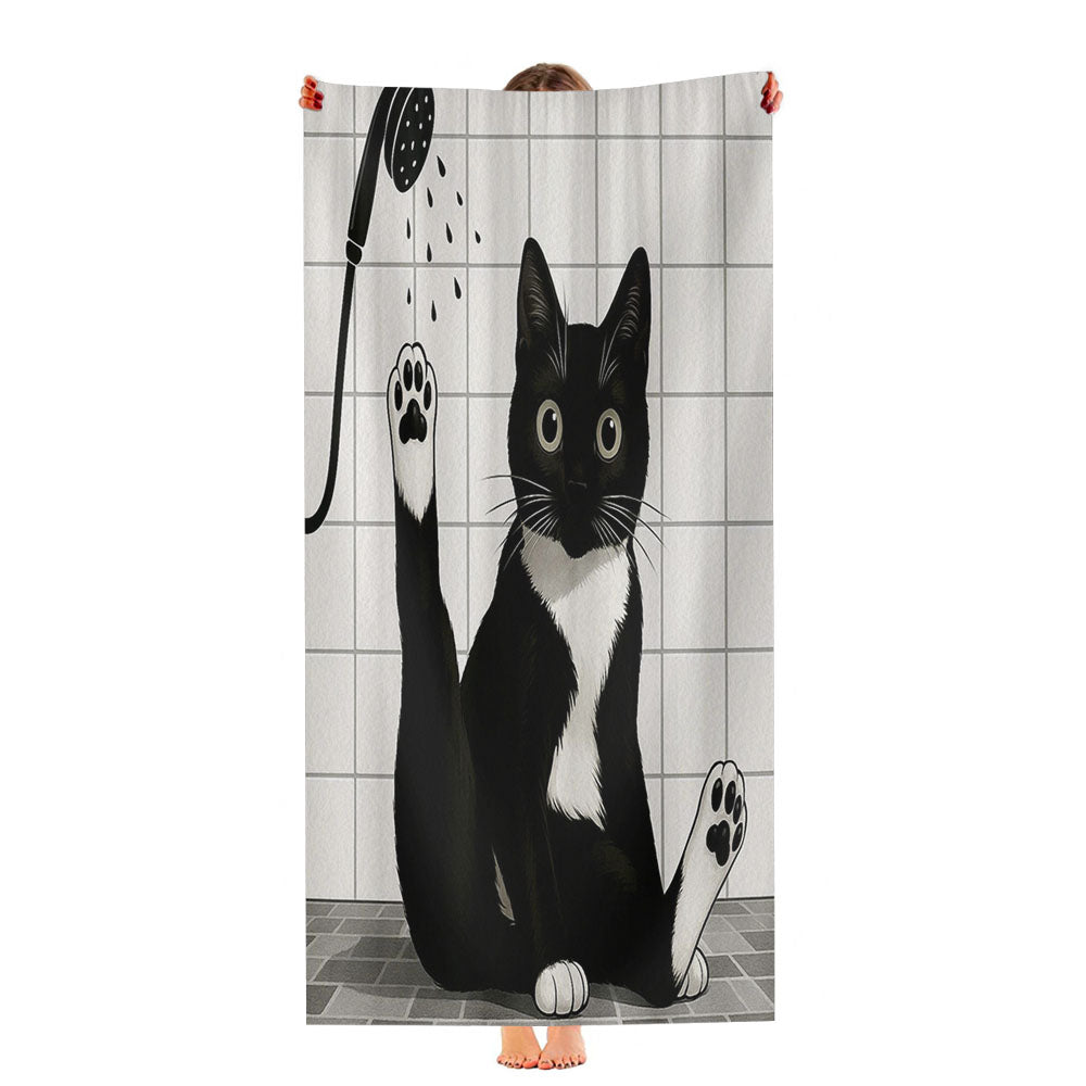 Funny Black Cat Ultra-Soft Luxury Bathroom Towels
