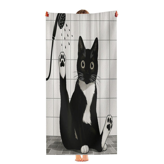 Funny Black Cat Ultra-Soft Luxury Bathroom Towels
