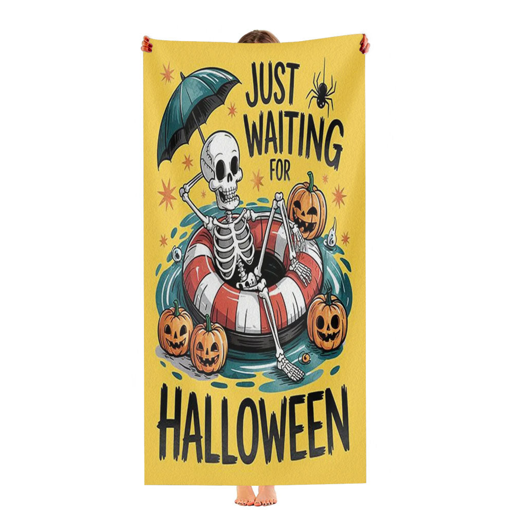 Funny Just Waiting For Halloween Ultra-Soft Luxury Bathroom Towels