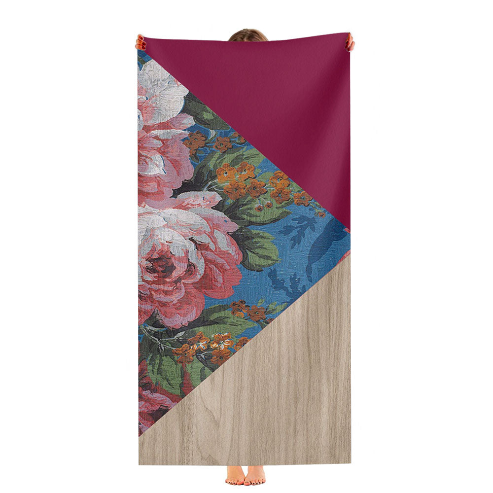 Geometric Floral Print X Red Wood Ultra-Soft Luxury Bathroom Towels