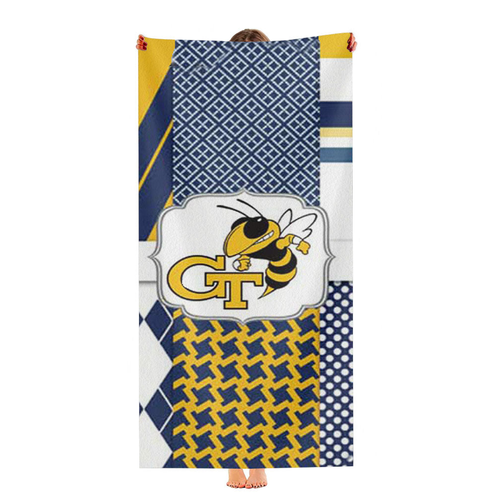Georgia Tech Bkg Pattern Logo Ultra-Soft Luxury Bathroom Towels