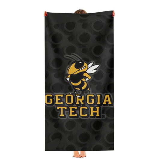 Georgia Tech Logo Over Blk Ultra-Soft Luxury Bathroom Towels