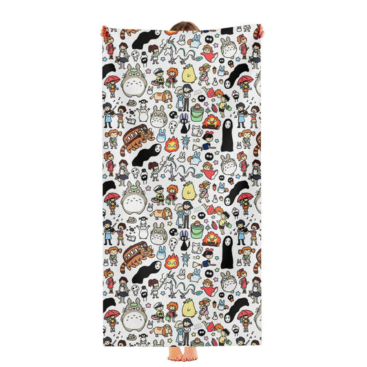 Ghibli Pattern Ultra-Soft Luxury Bathroom Towels