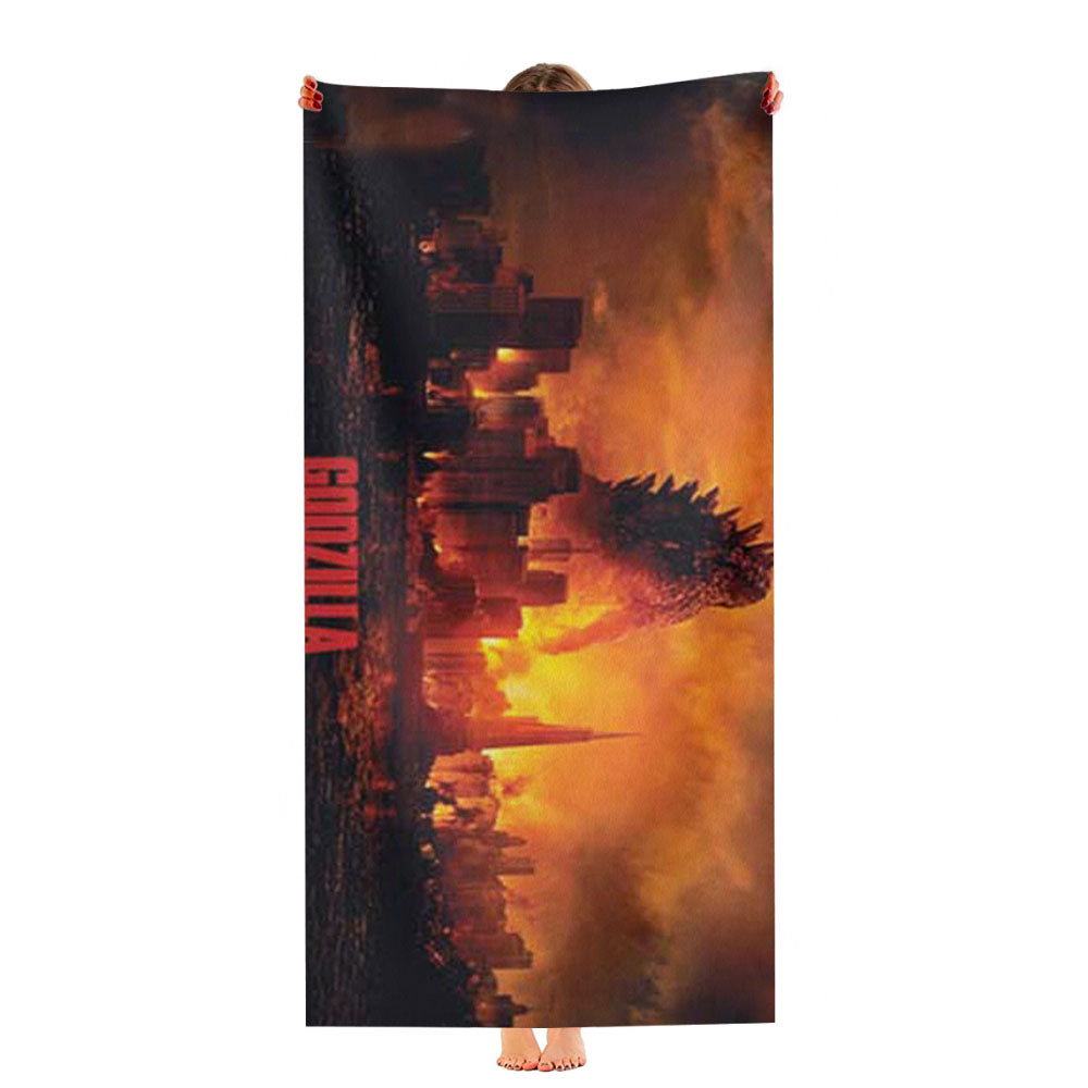 Godzilla In Skyline Ultra-Soft Luxury Bathroom Towels