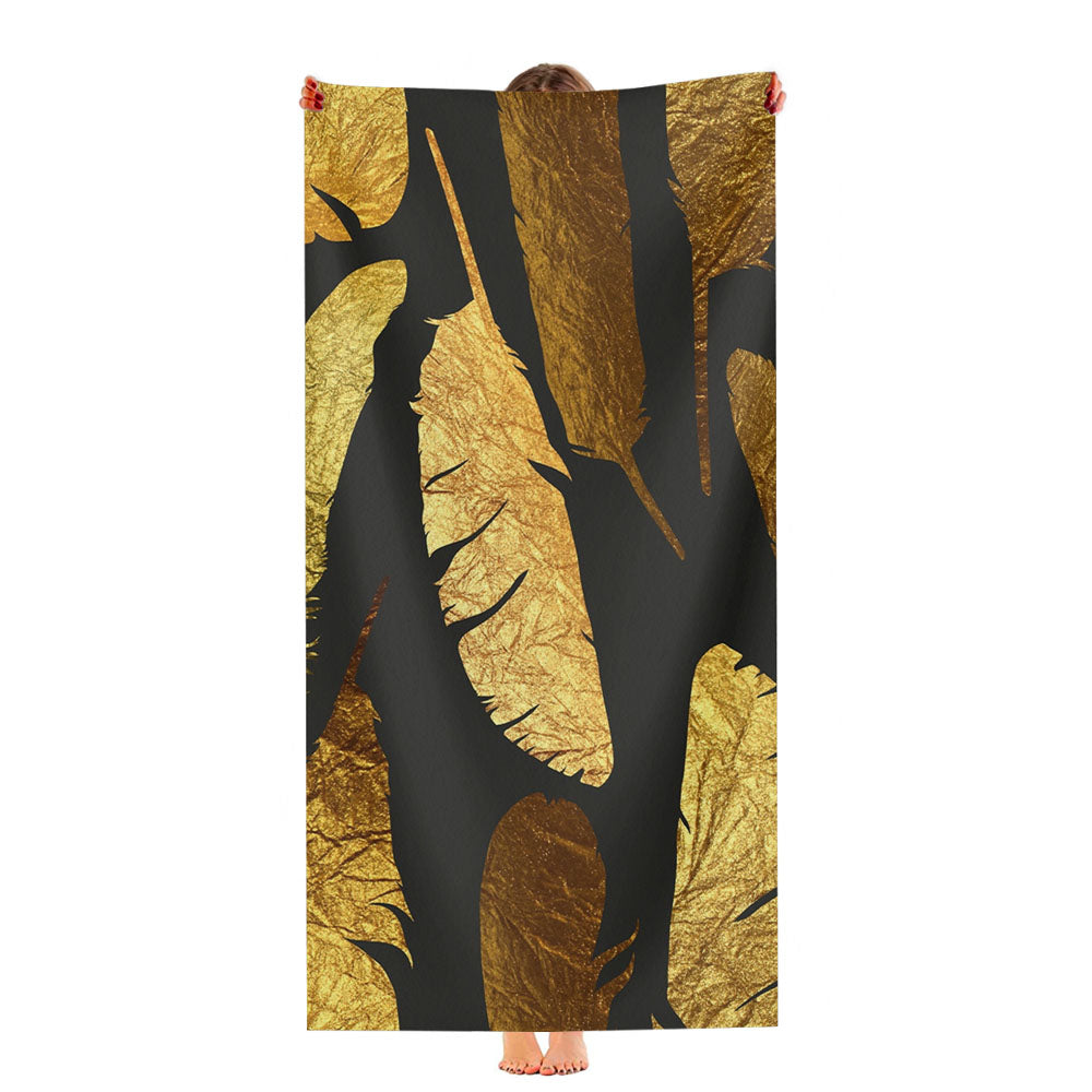 Gold Feather Pattern Ultra-Soft Luxury Bathroom Towels