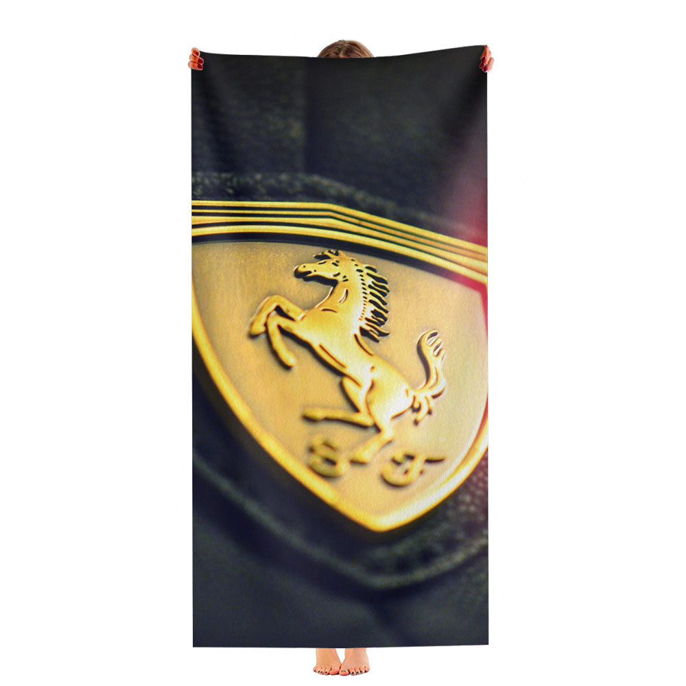 Gold Ferrari Logo Art Ultra-Soft Luxury Bathroom Towels