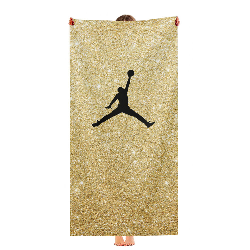 Gold Glitter Air Jordan Logo Ultra-Soft Luxury Bathroom Towels