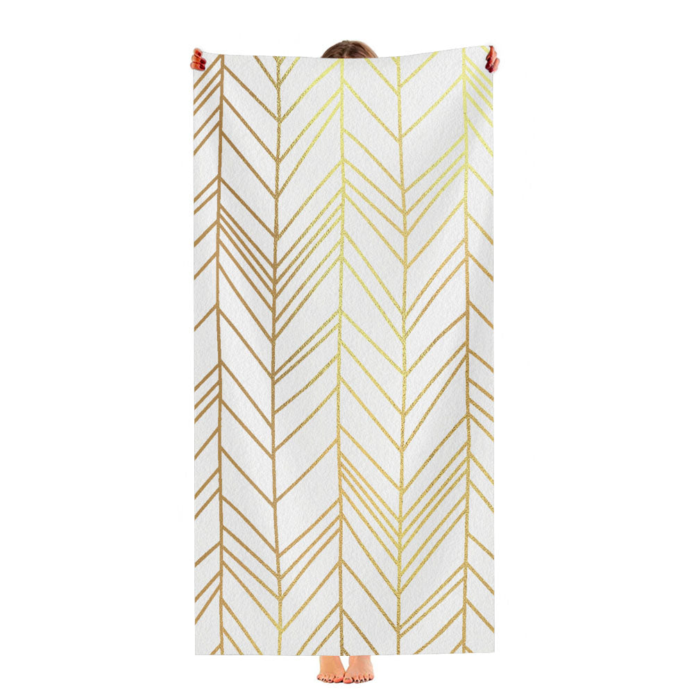 Gold Hand Drawn Chevron Seamless Pattern Ultra-Soft Luxury Bathroom Towels