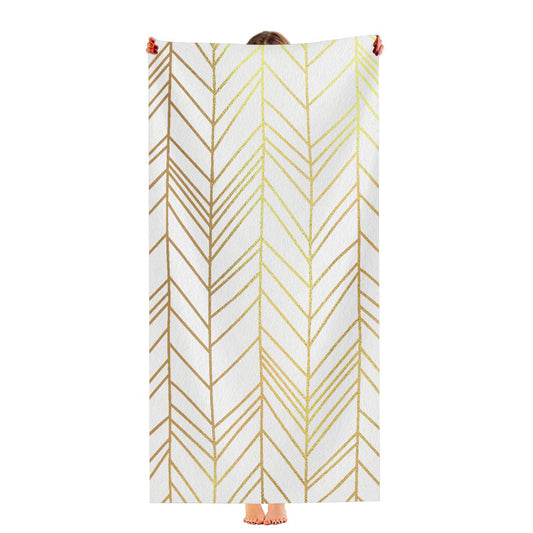 Gold Hand Drawn Chevron Seamless Pattern Ultra-Soft Luxury Bathroom Towels