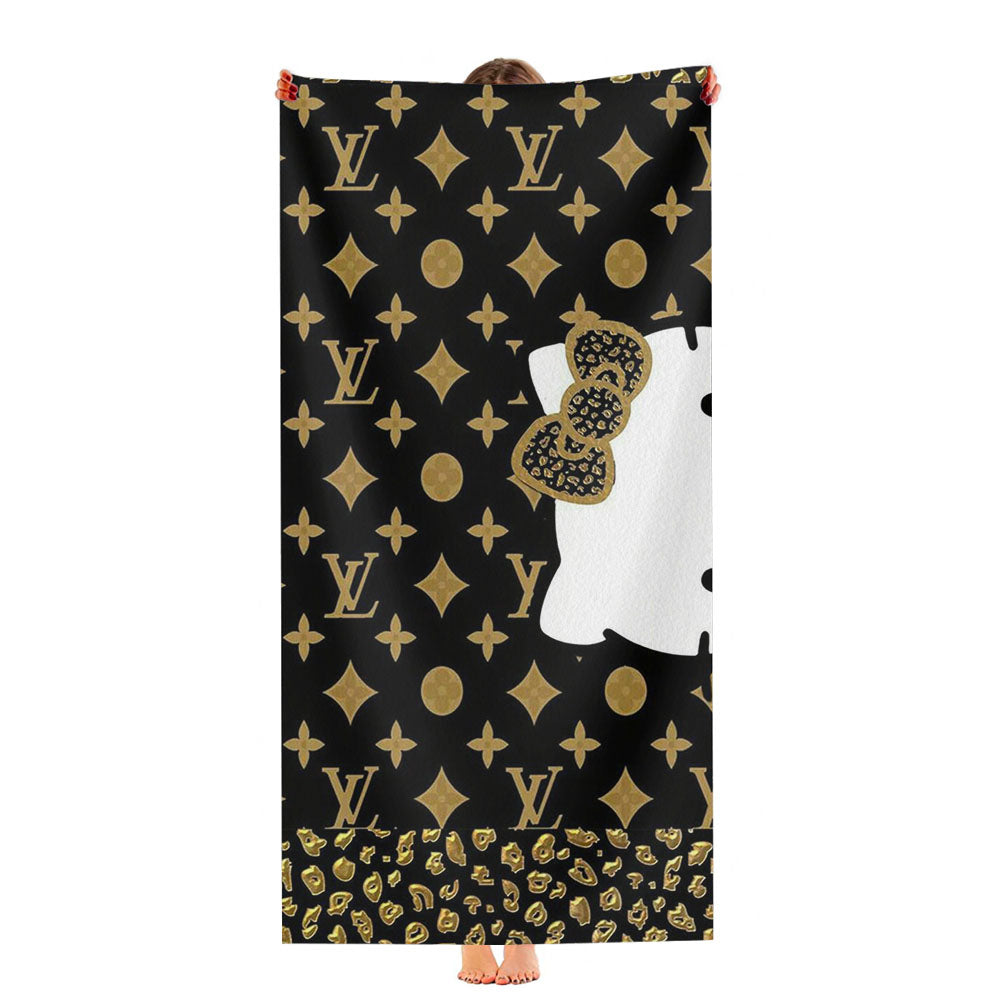 Gold Hello Kitty Lv Pattern Ultra-Soft Luxury Bathroom Towels