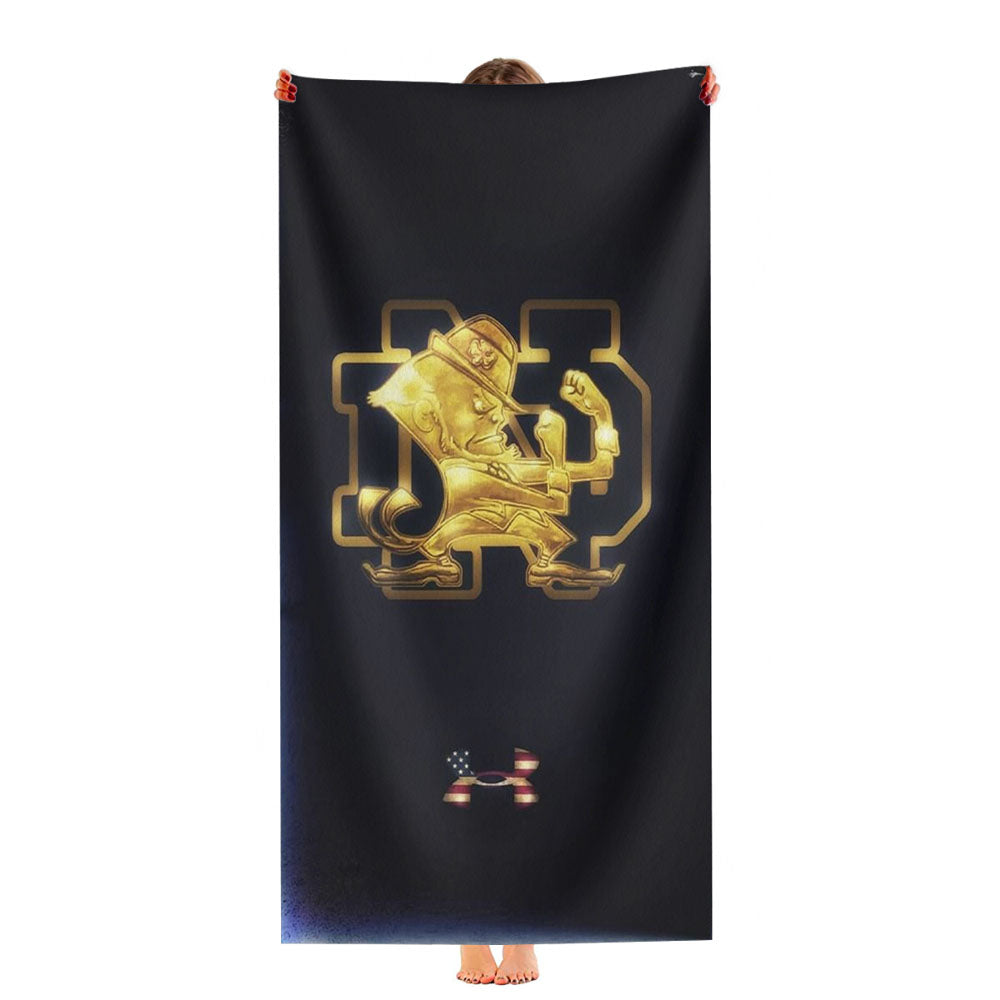 Gold In The Dark Vintage Notre Dame Logo Wallpaper Ultra-Soft Luxury Bathroom Towels
