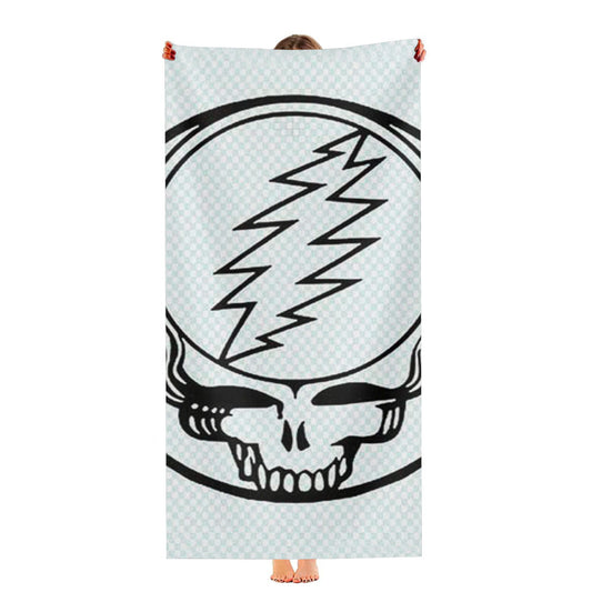 Grateful Dead Logo Outline Checkered Ultra-Soft Luxury Bathroom Towels