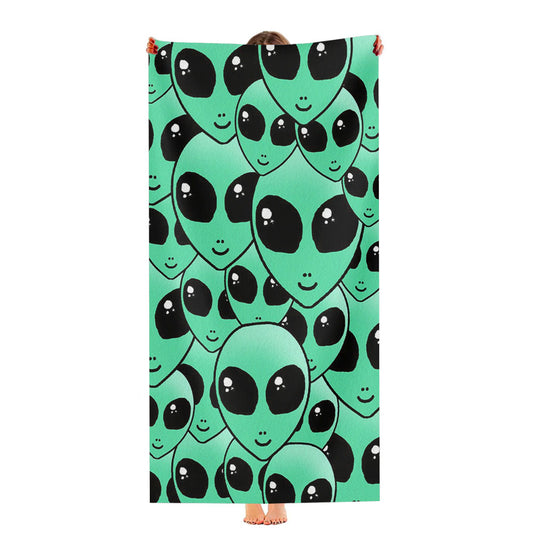 Green Alien Pattern Ultra-Soft Luxury Bathroom Towels