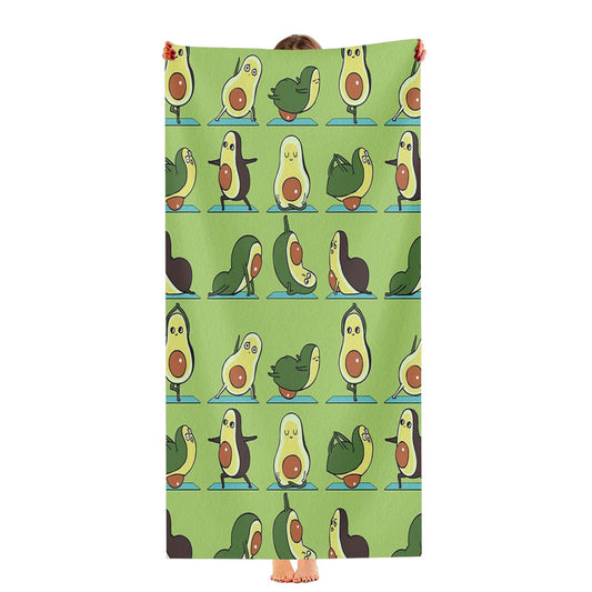 Green Avocado Yoga Pattern Ultra-Soft Luxury Bathroom Towels